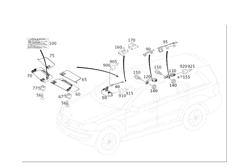 Sun Visor, Interior Mirror, Grab Handle for 2010 Mercedes-Benz GL550 #0