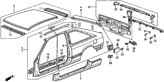 Outer Panel (3D) 3DR for 1986 Honda Accord #0