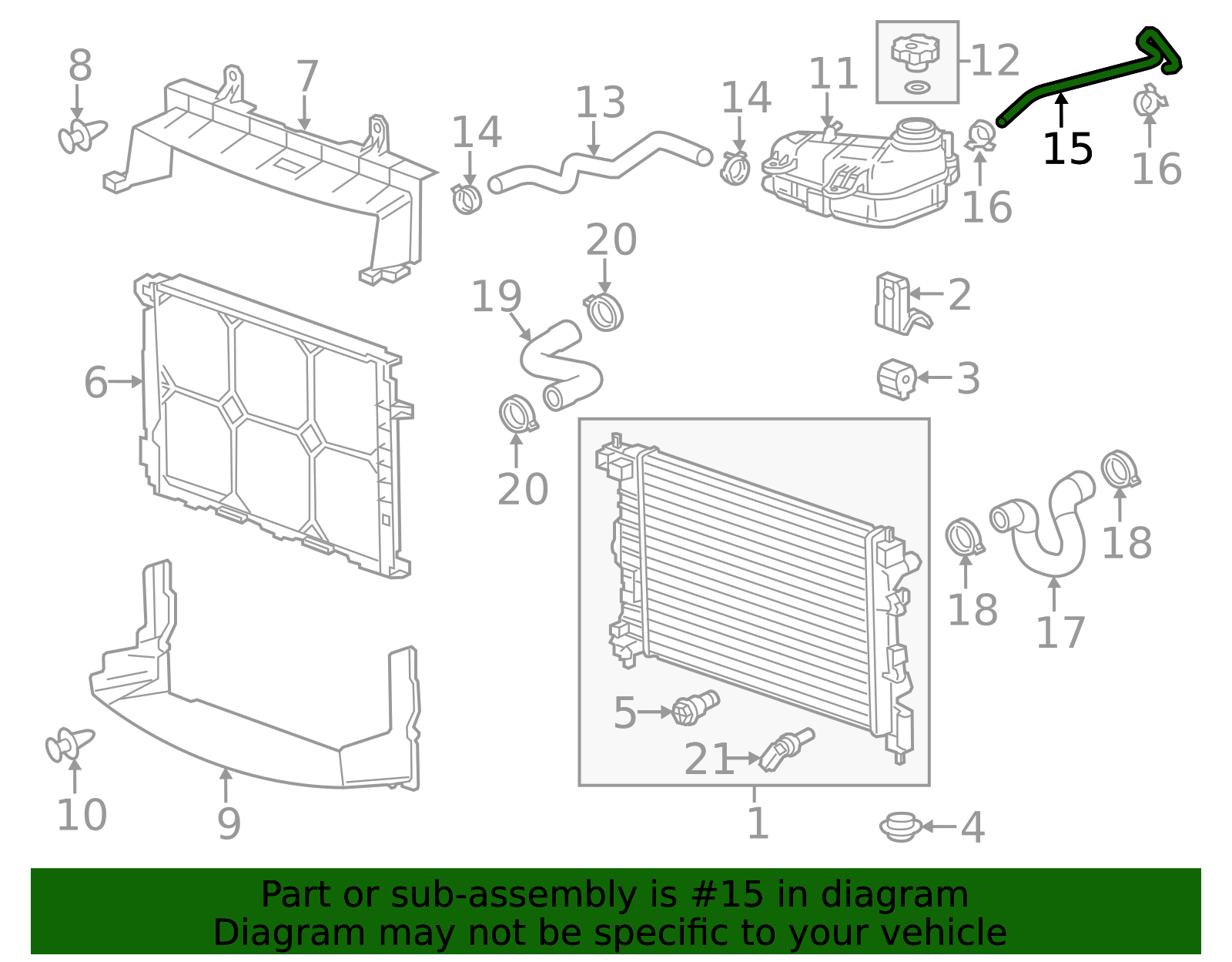 2012-2018 Chevrolet Sonic Engine Coolant Air Bleed Hose 96983740