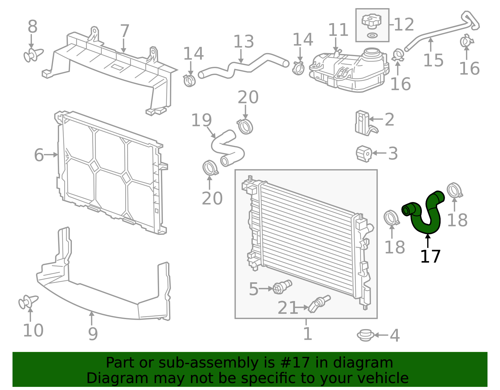2012-2018 Chevrolet Sonic Radiator Inlet Hose 96958148 | Awesome Parts GM