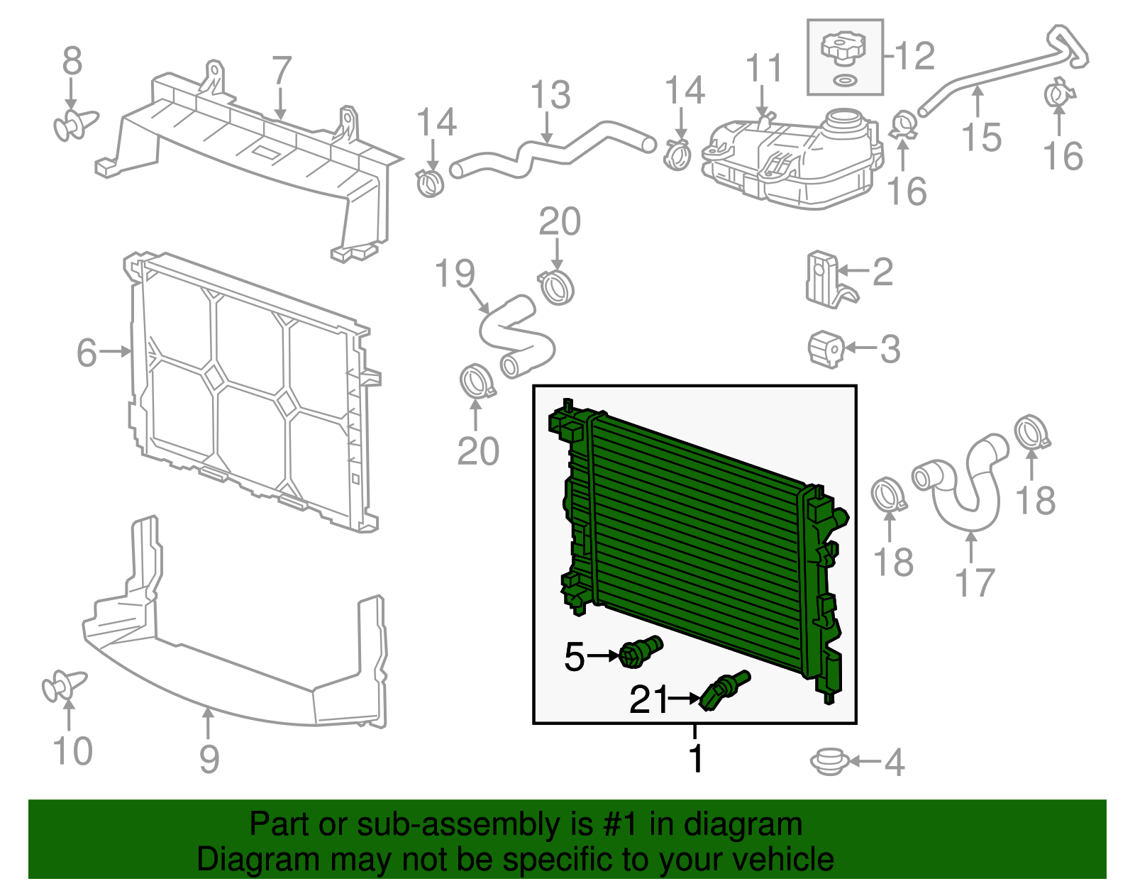 2012-2018 Chevrolet Sonic Radiator 95298551 | Capital Chevy Parts