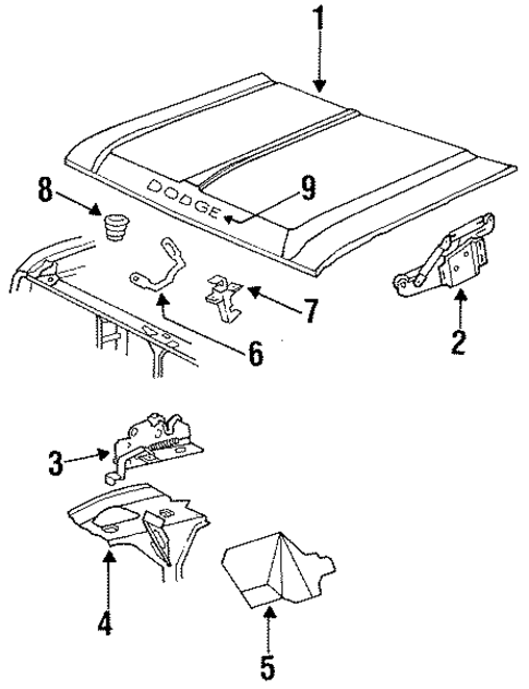 Hood & Components for 1987 Dodge Ramcharger #0