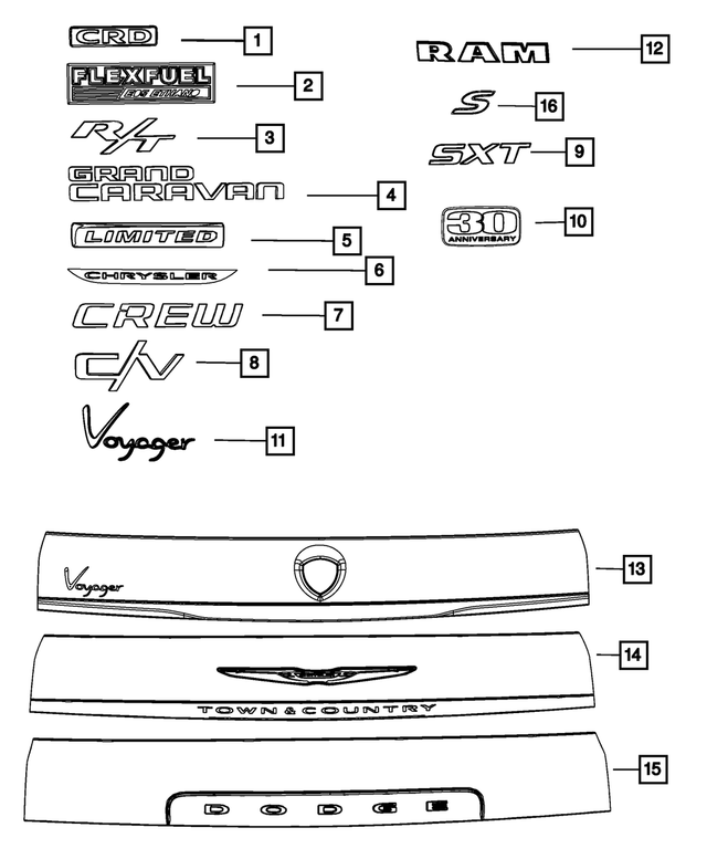 68211627AA - Exterior Ornamentation: Emblem for Mopar Image
