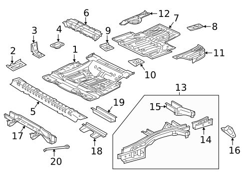 Rear Floor & Rails for 2018 Lexus RX450hL #0
