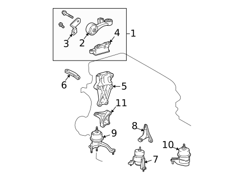 Engine & Trans Mounting for 2013 Toyota Highlander #0