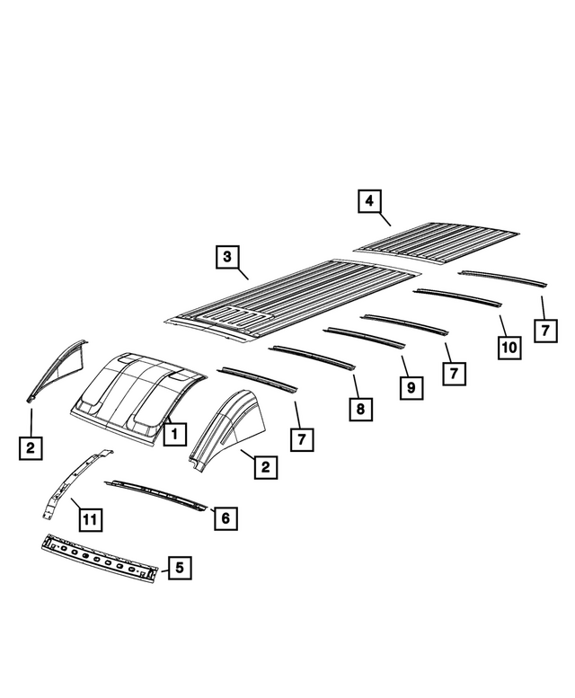 68614384AA - Body Sheet Metal Except Doors: Roof Side Panel, Left for Mopar Image