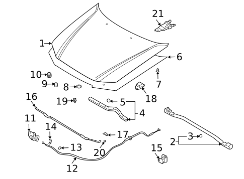 Hood & Components for 2001 Kia Optima #0