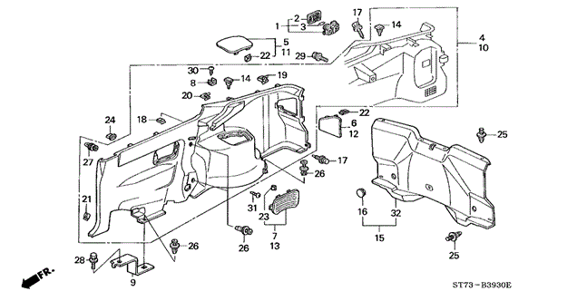 Rear Side Lining for 1999 Acura Integra #0