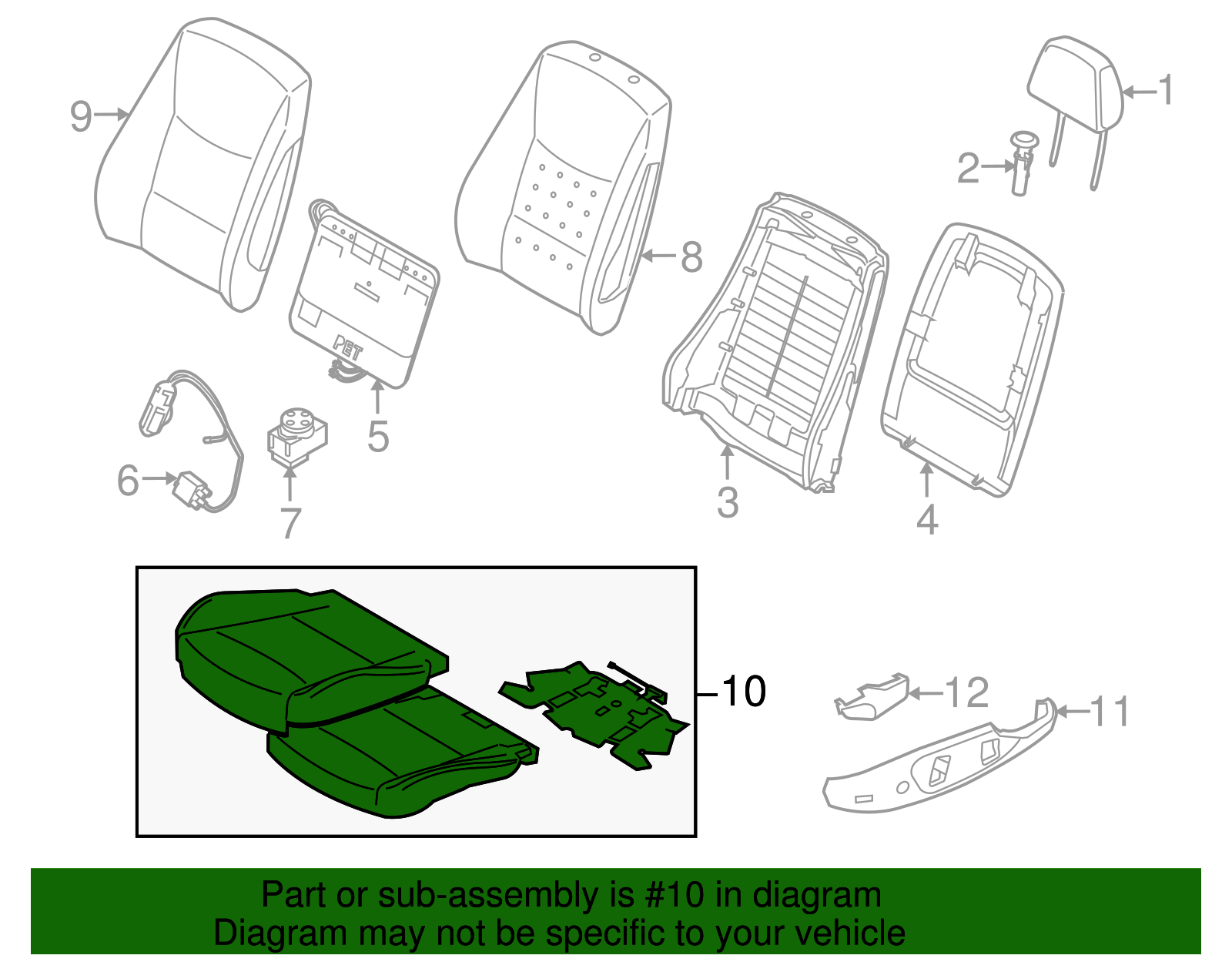 Cushion Assembly - BMW (52-10-2-997-351)
