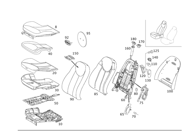 2309104100 - Driver Seat: Seat Shell for Mercedes-Benz: SL500, SL55 AMG, SL550, SL600, SL63 AMG, SL65 AMG Image image