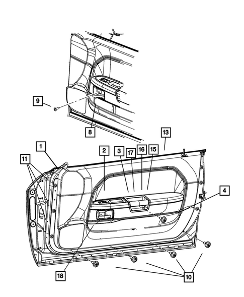 Door Trim Panels-Front and Rear for 2011 Dodge Challenger #0