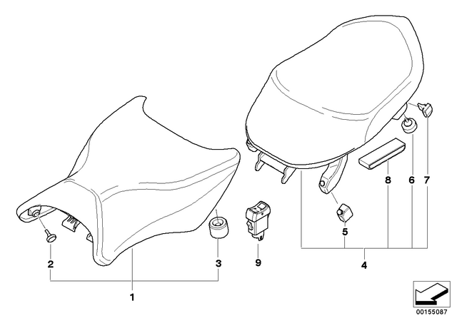 52537704830 - : Seat Heated, Black Front for BMW-Motorrad Image