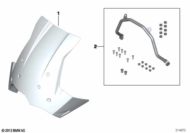 71607683059 - Ergonomics &amp; Comfort: Touring Windshield - L=400Mm for BMW-Motorrad Image