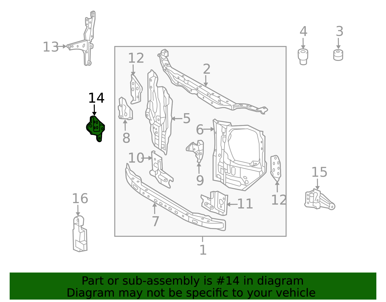 53803-60090 - Radiator Support Bracket For 2010-2023 Lexus GX460 ...