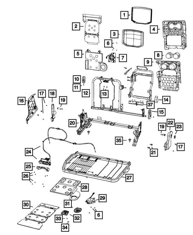 6CN011C5AG - Interior Trim: Rear Seat Armrest for Mopar Image image