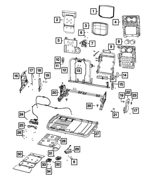 Rear Seats - Second Row Adjusters, Recliners, Shields and Risers for 2019 Ram 1500 #0