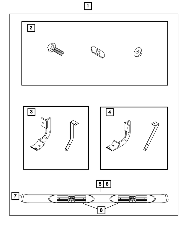 82209624AD - Mopar Accessories - Component Parts: Tubular Side Step Kit for Mopar Image