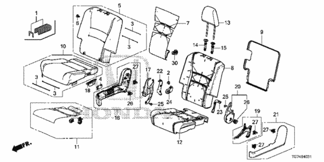 Middle Seat (R.) (Bench Seat) for 2016 Honda Pilot #0
