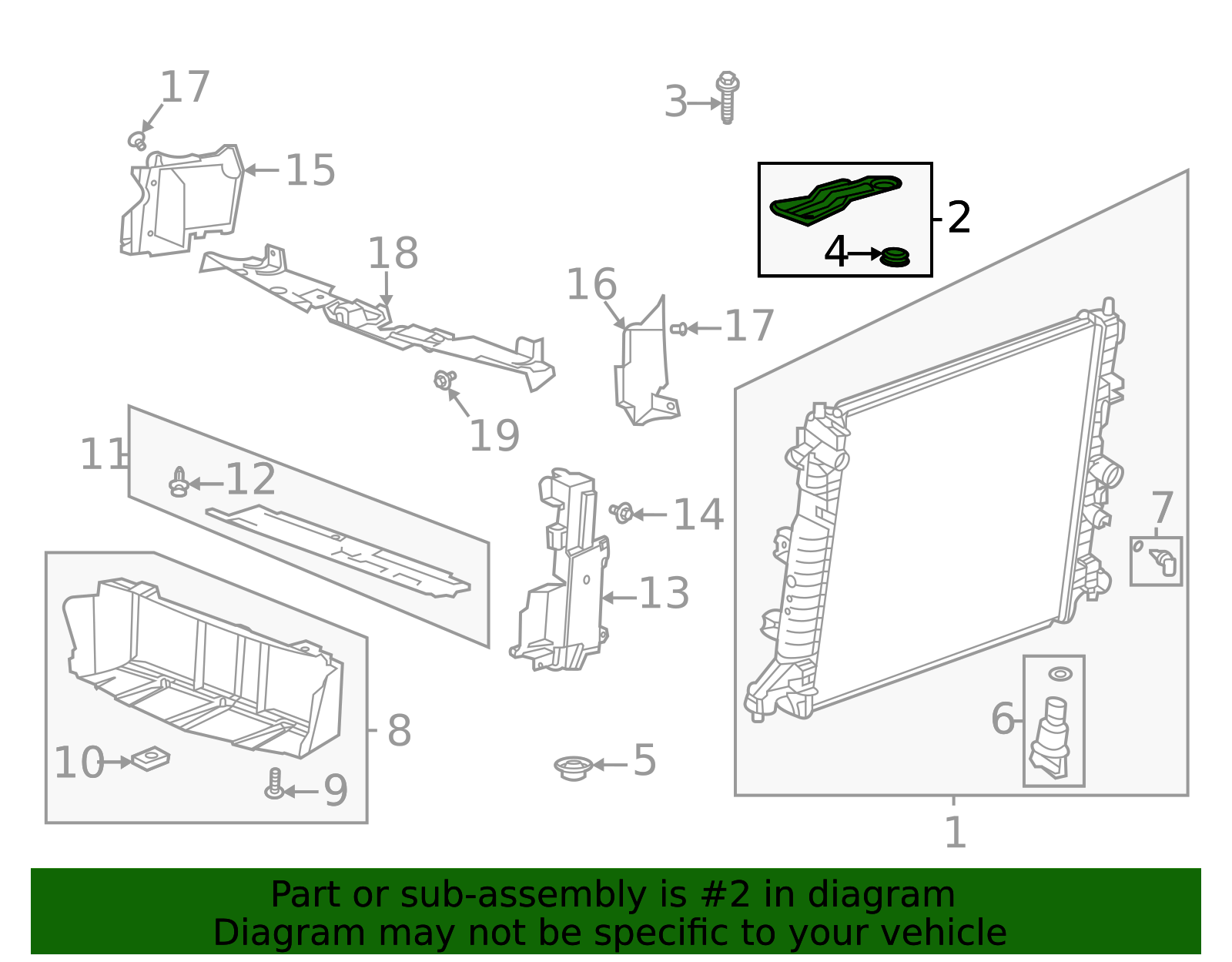 84142666 - Passenger Side Radiator Upper Bracket - 2020-2026 Cadillac ...