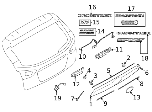 Exterior Trim - Lift Gate for 2023 Subaru Crosstrek #0