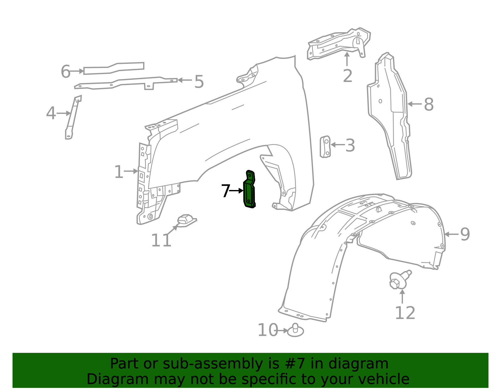 2015-2020 GM Passenger Side Front Fender Cover 23463925 GM ...