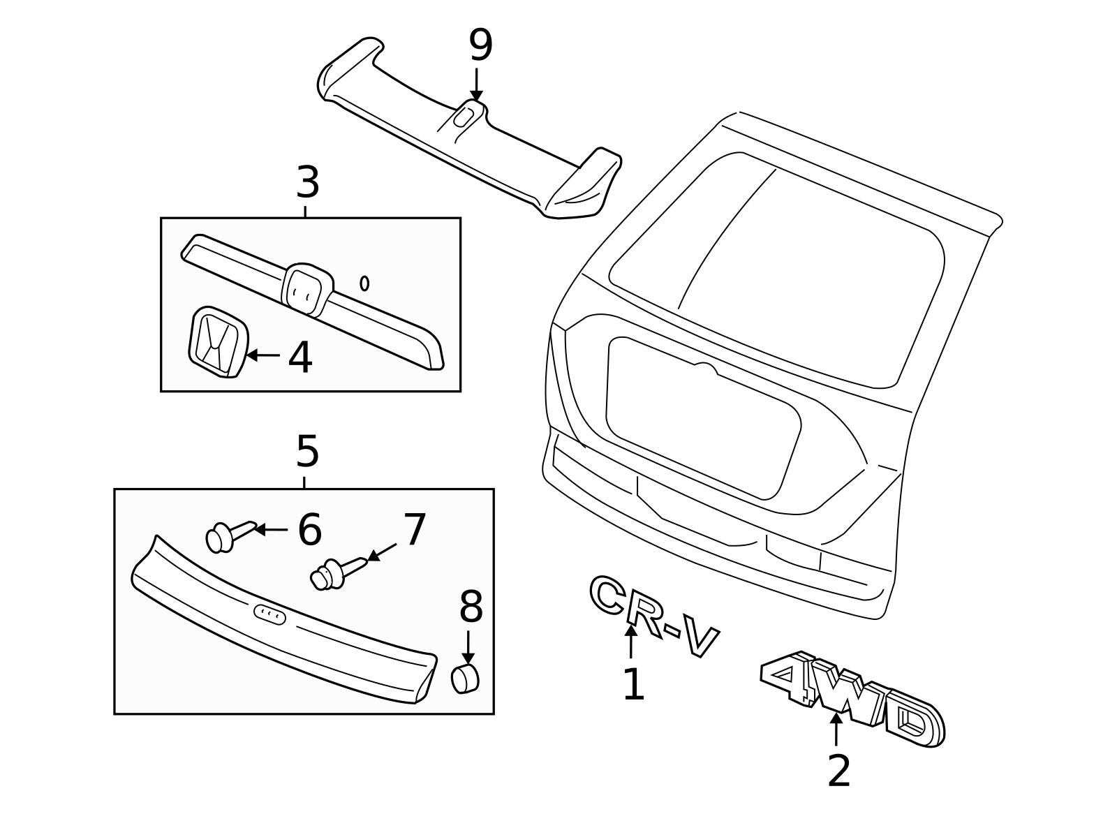 74895-SXS-A01ZA - Garnish Assembly, Tailgate (Lower) *B536P* (Royal ...