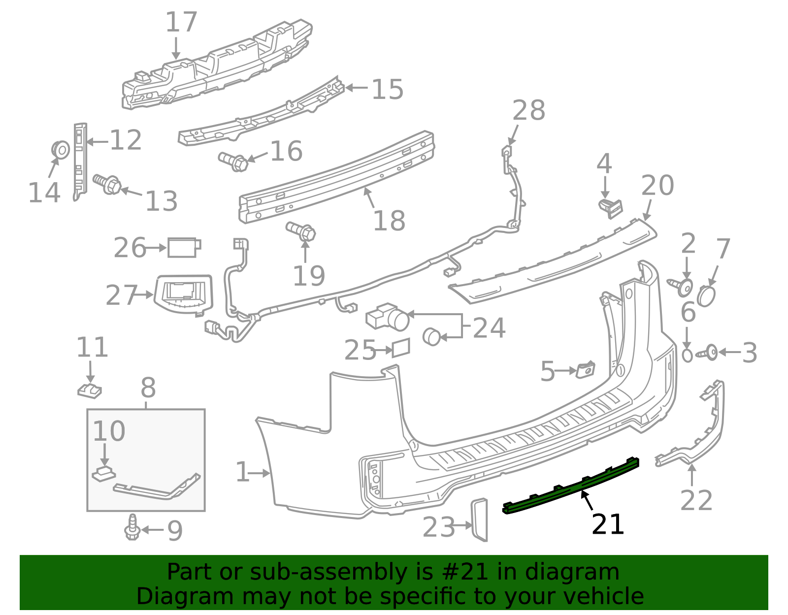 2016-2017 GMC Terrain Rear Bumper Fascia Center Molding 23477993 ...