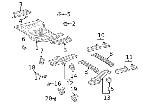 Rear Floor & Rails for 2000 Toyota Echo #0
