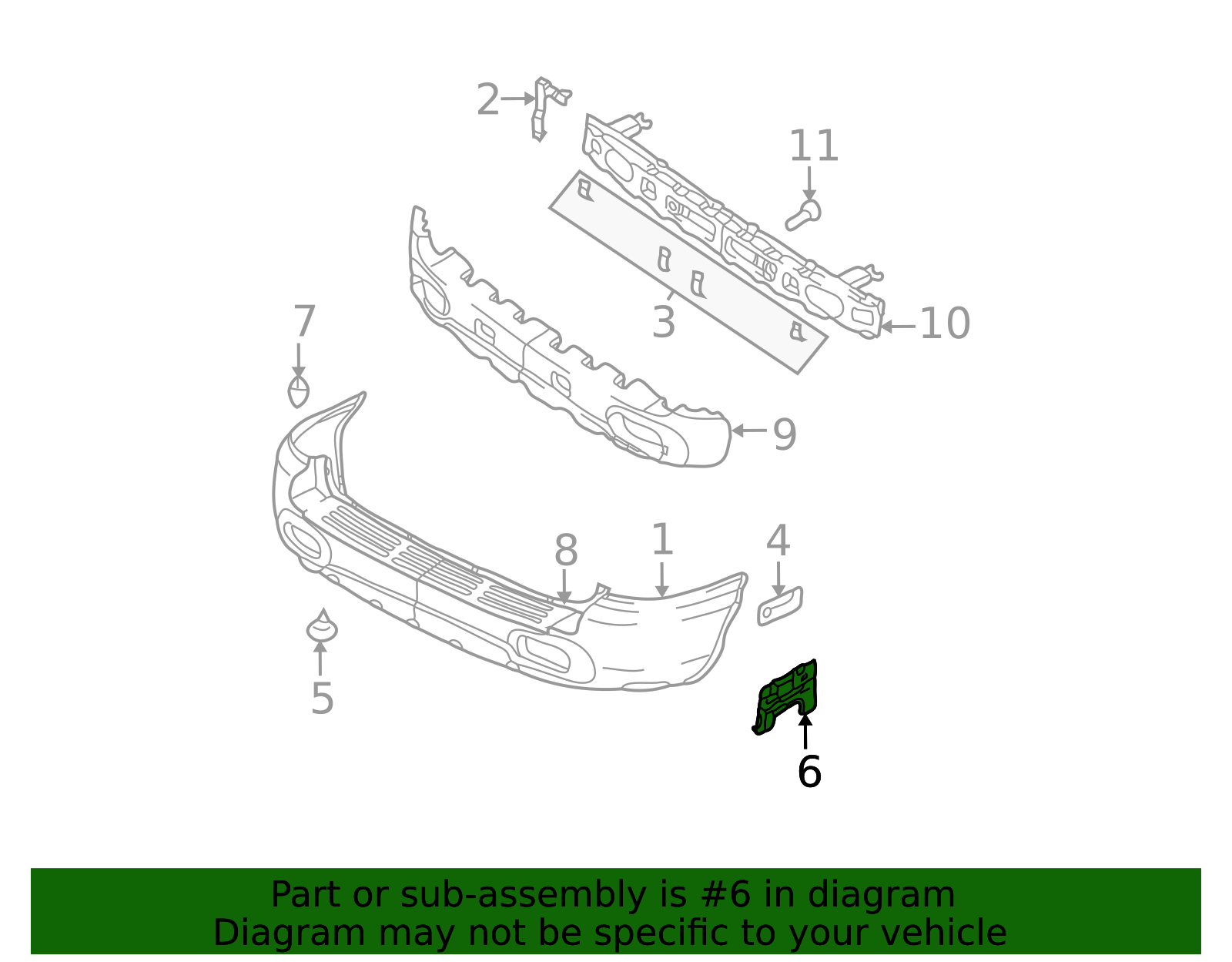 Hyundai - 86618-26800 - Bumper Cover Lower Bracket - 2005-2006 Hyundai ...