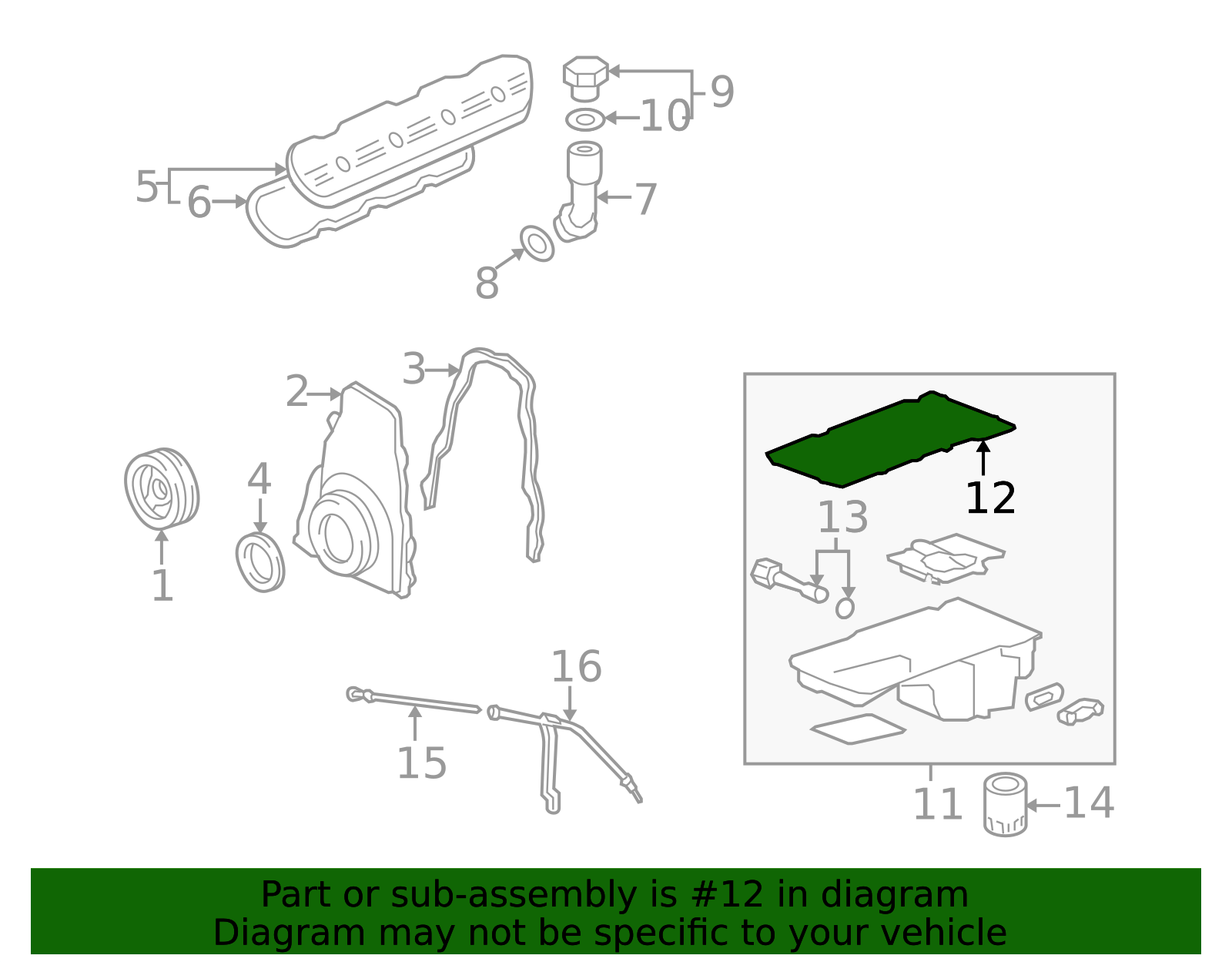 2005-2014 GM Engine Oil Pan Gasket (Replaces Part Number 12593252 ...