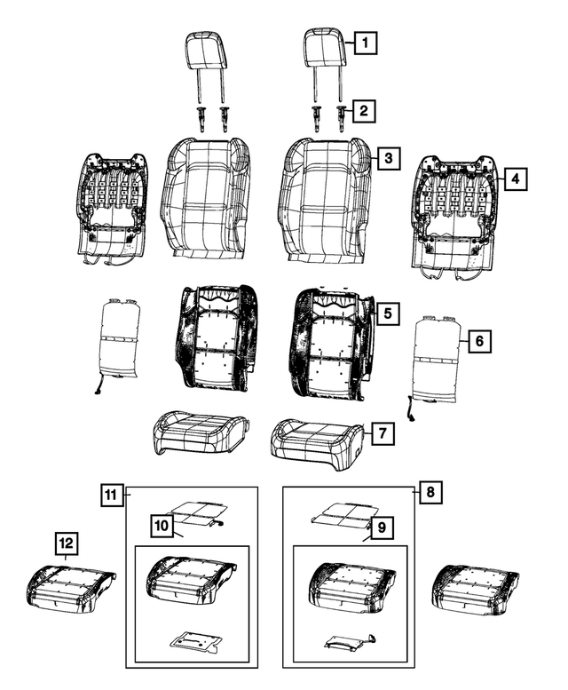 68281995AE - : Front Seat Back Foam, Left for Mopar Image