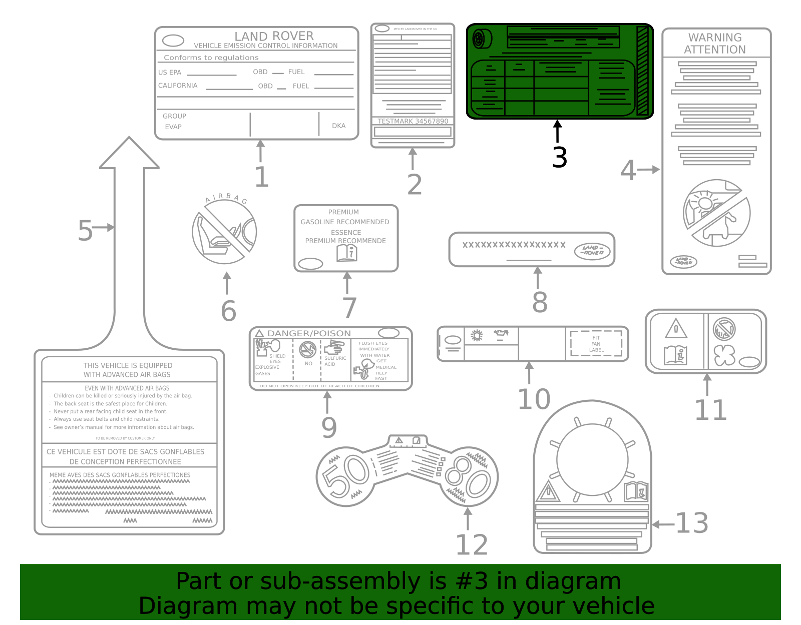 2021-2023 Land Rover Discovery | Tire Info Label | LR146912 | Express ...