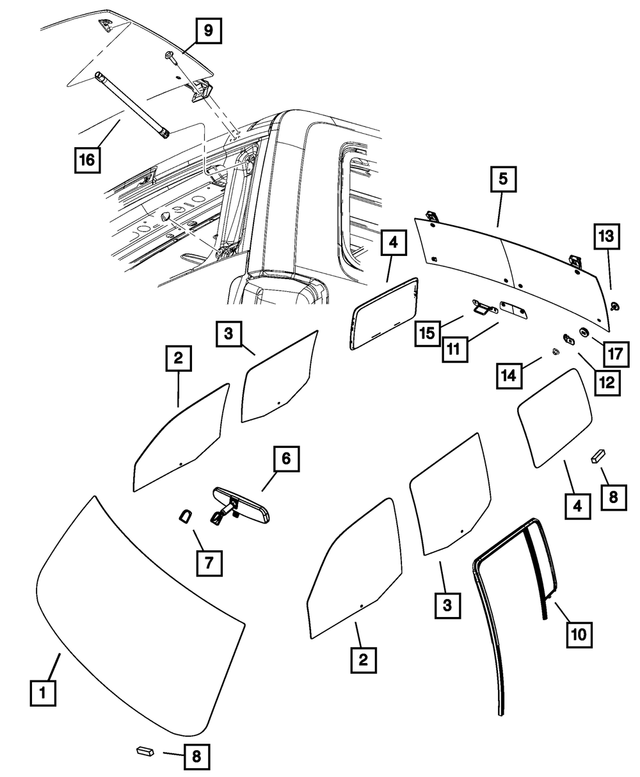 68020439AC - Glass: Inside Rear View Mirror for Mopar Image