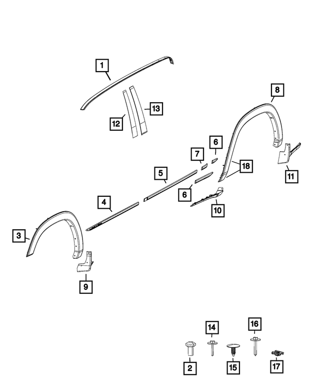 6FX90TZZAD - : Wheel Opening Flare Molding, Right for Mopar Image