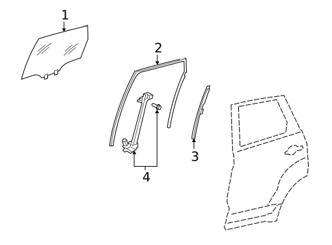 Glass - Rear Door for 2009 Acura RDX #0