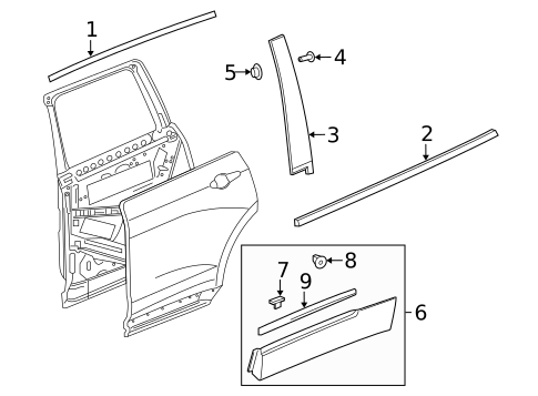 Exterior Trim - Rear Door for 2022 Cadillac XT6 #0