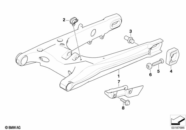 34217707968 - Rear Axle, Rear-Wheel Drive, Suspension: Brake Pipe Bracket -  for BMW-Motorrad Image
