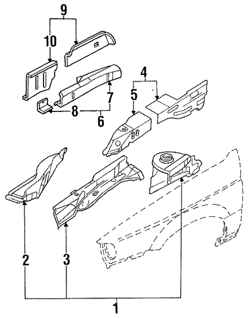 Structural Components & Rails for 1991 Nissan Sentra #0