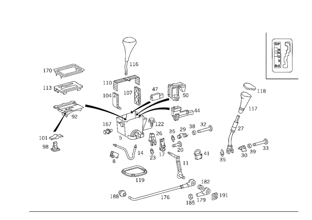 66818153 - : Gear Selector Lever for Mercedes-Benz: 500SEC, 500SEL, 600SEL, 600SL Image