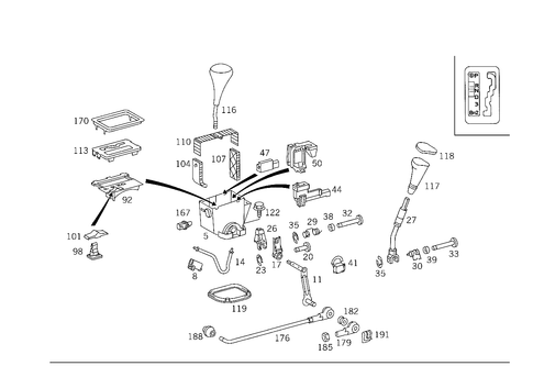 Floor Shift Used with Automatic Fourspeed Transmission 722.3 for 1992 Mercedes-Benz 300SD #0