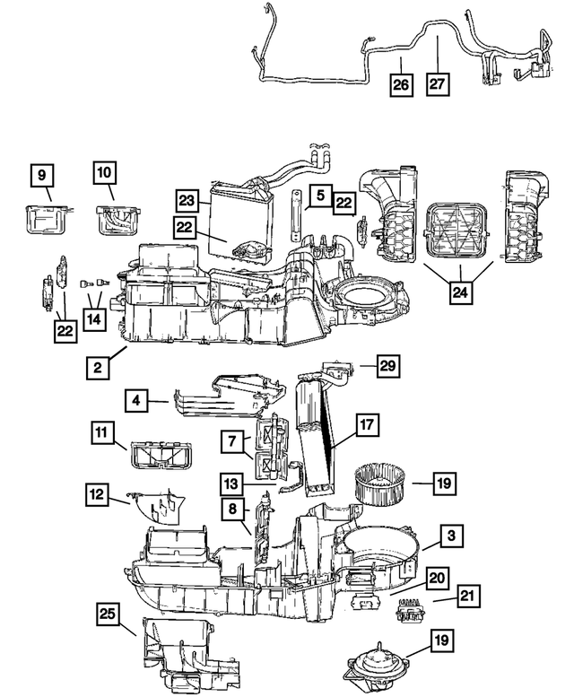 68001424AB - Air Conditioners and Heaters: Air Inlet Housing for Mopar Image image