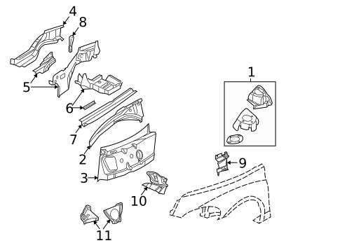 Structural Components & Rails for 2001 Chrysler PT Cruiser #0