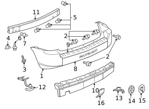 Bumper & Components - Rear for 2007 Jeep Patriot #0
