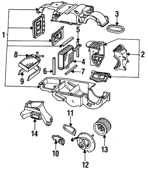 Evaporator & Heater Components for 1990 Mercury Cougar #0