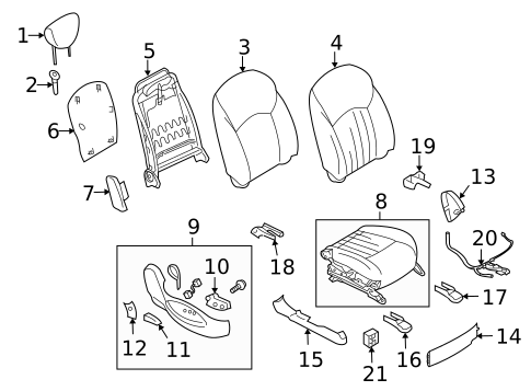 Passenger Seat Components for 2009 INFINITI EX35 #0