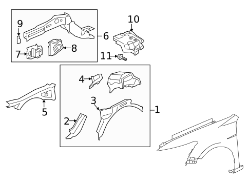 Structural Components & Rails for 2010 Honda Accord Crosstour #0