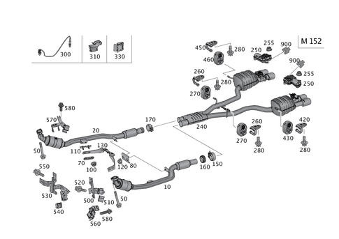 Exhaust System Used on Eight-Cylinder Gasoline Vehicles for 2014 Mercedes-Benz SLK55 AMG #0
