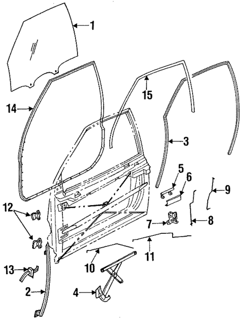 Glass - Front Door for 1993 Saturn SL2 #0