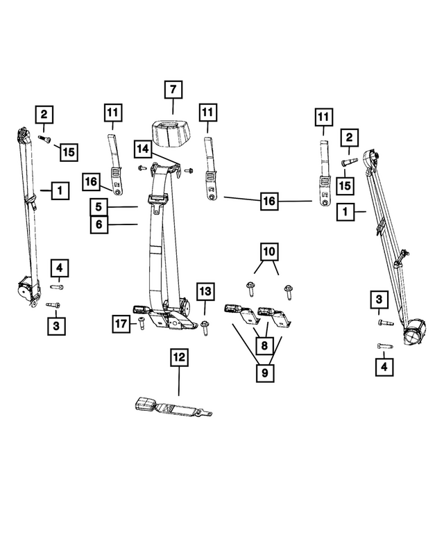 5KS49HL1AB - Restraints: Rear Outer Seat Belt, Right Or Left for Mopar Image