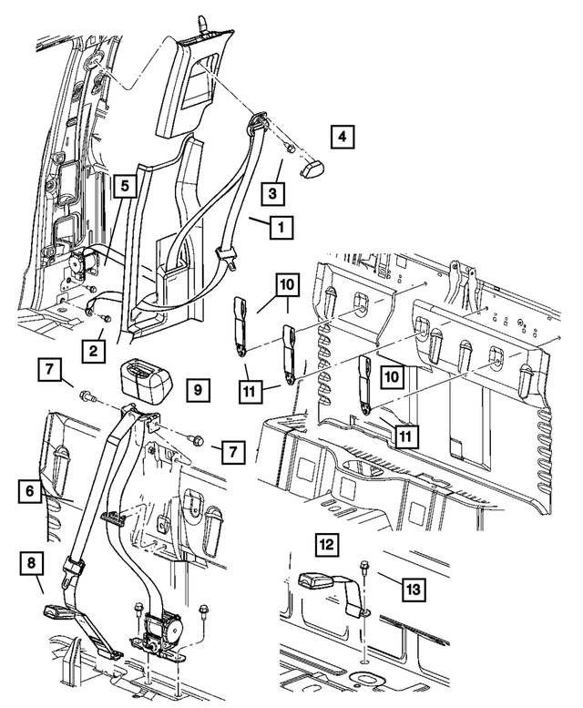 5HQ301DVAB - Restraints: Rear Outer Seat Belt, Right &amp; Left for Mopar Image